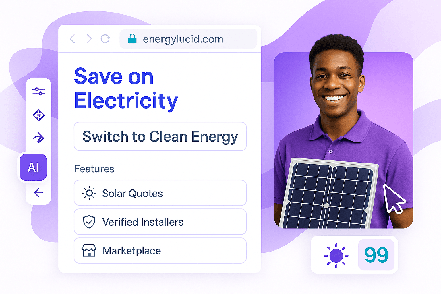 Couple using computer to find solar companies